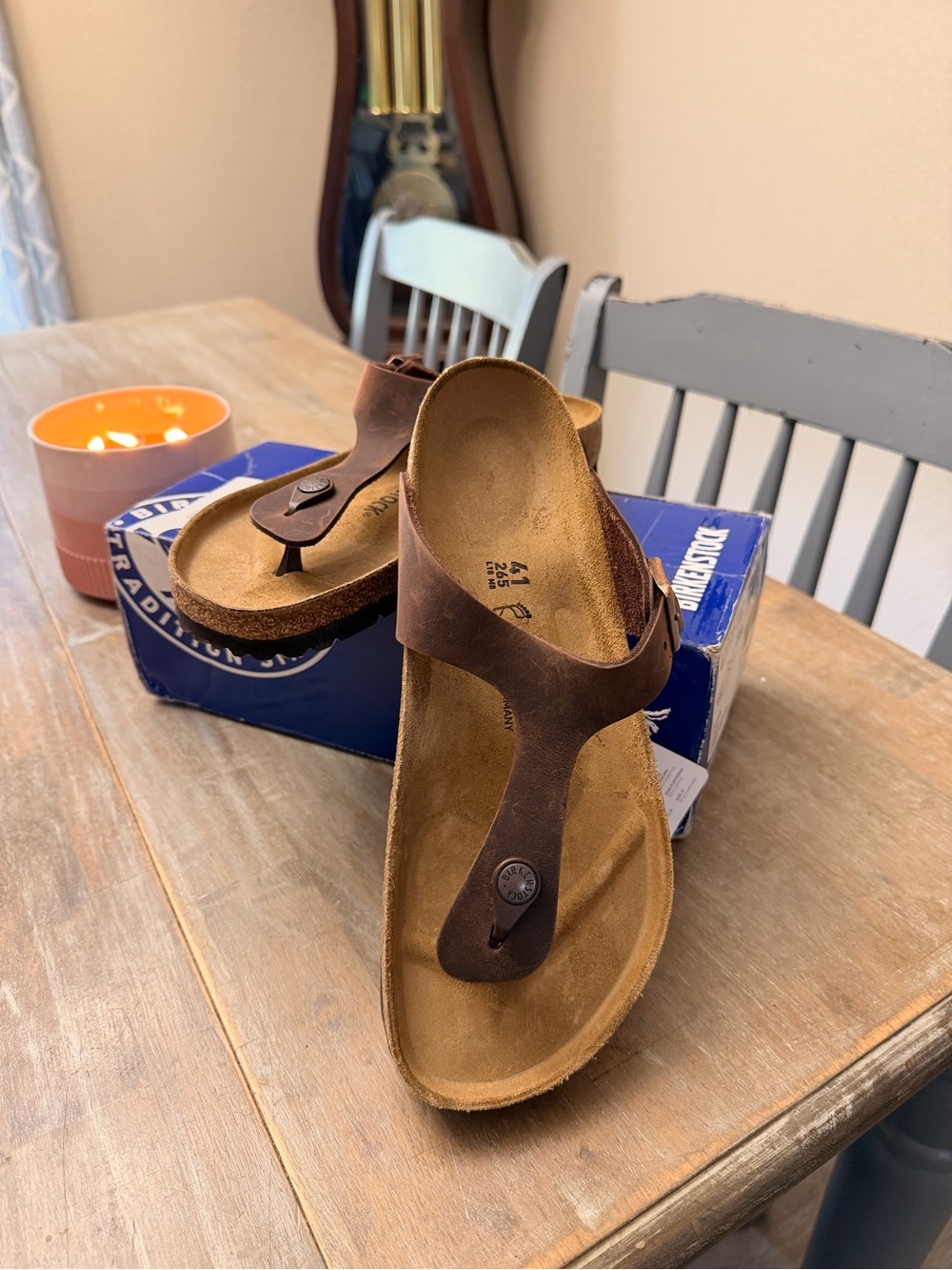 Birkenstock Gizeh Oiled Brown Leather Thong Sandals -
